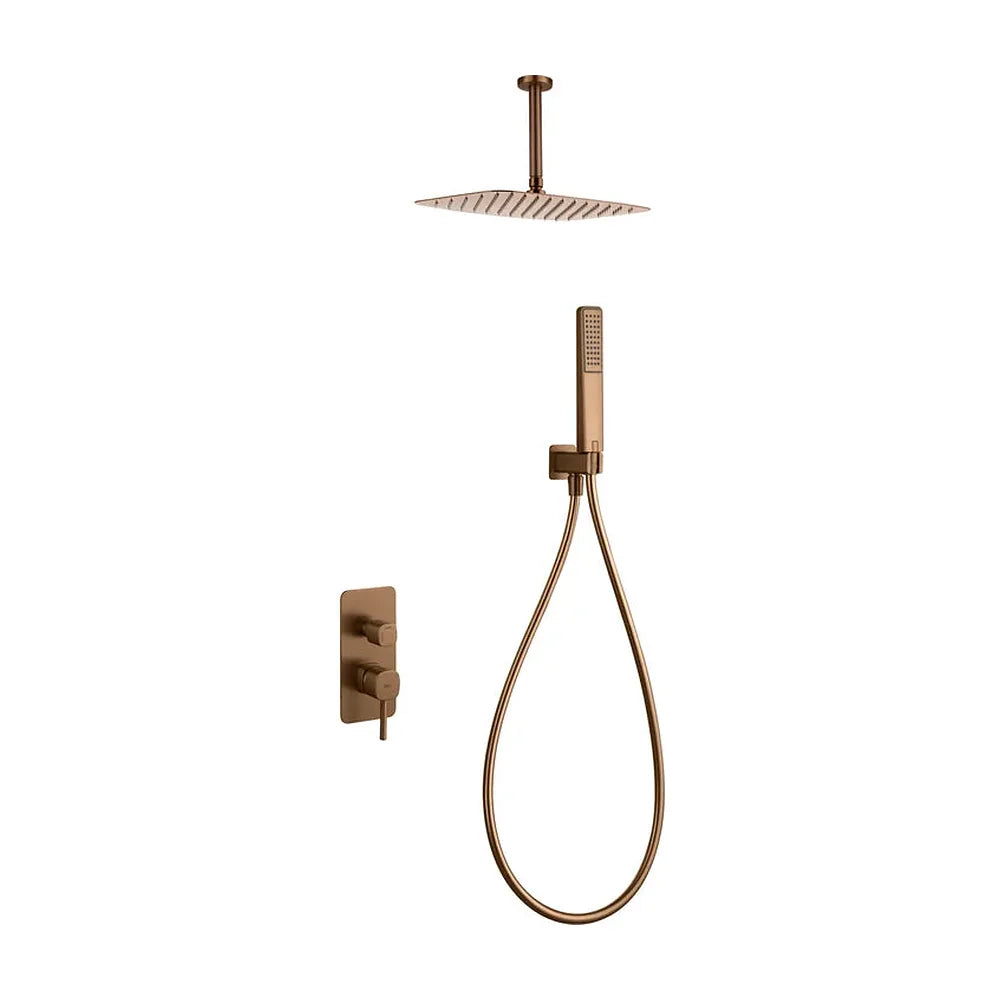Conjunto Ducha Monomando Empotrado Arezzo Oro Rosa Cepillado Imex Imex