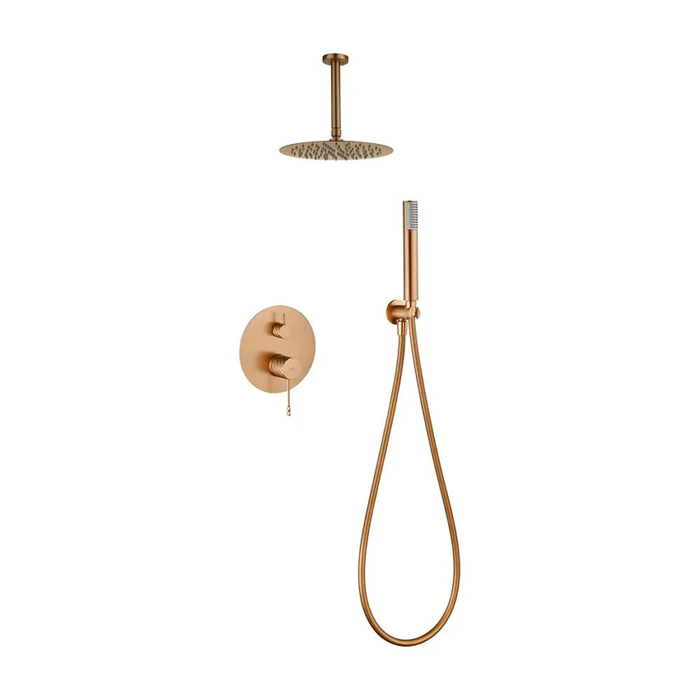 Conjunto ducha monomando empotrado Palau oro rosa cepillado Imex Imex
