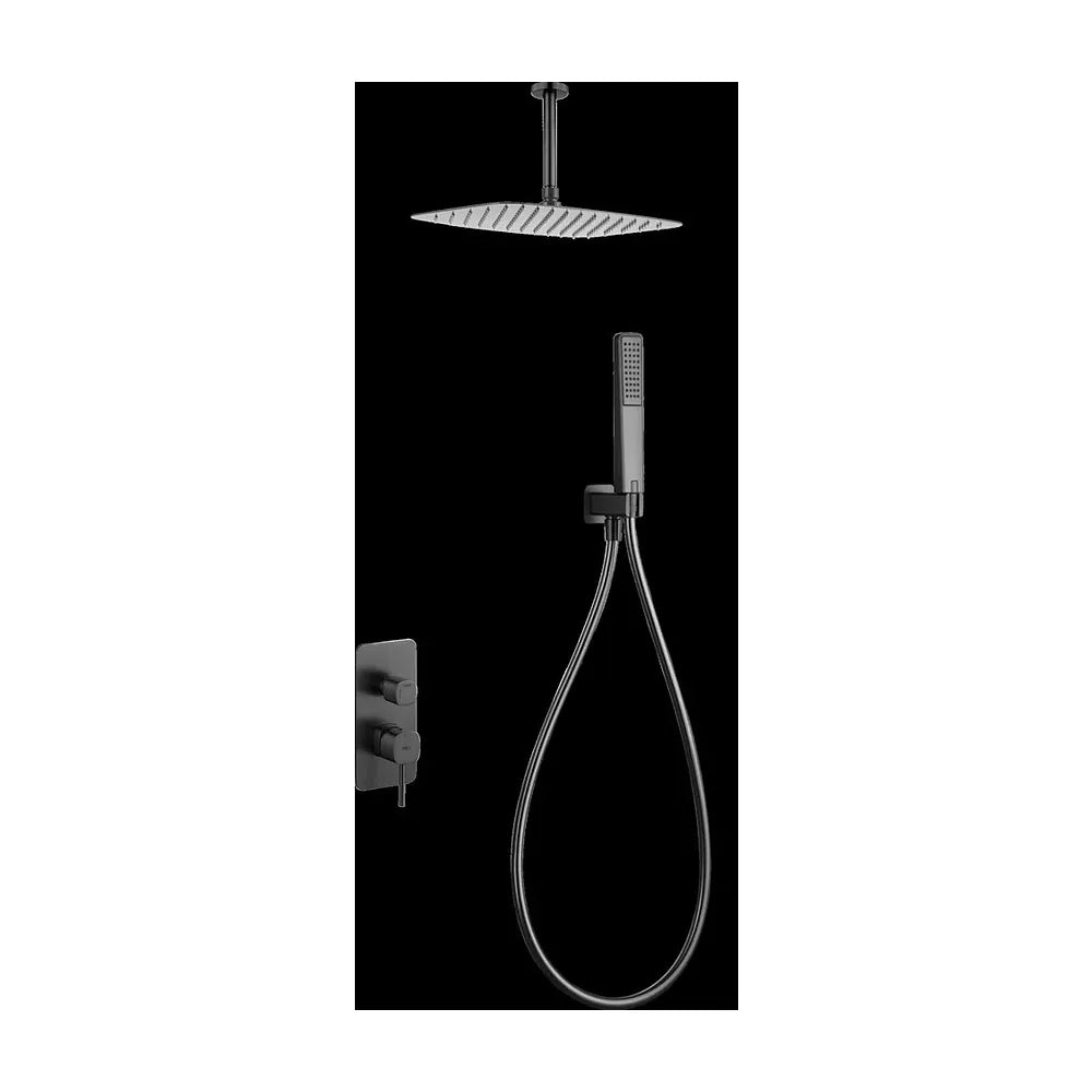 Vista trasera o instalación de Conjunto ducha monomando empotrado Sassari black gun metal Imex