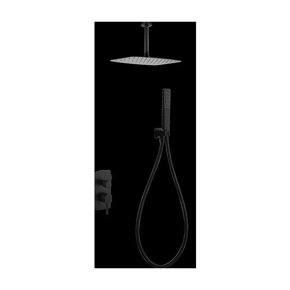 Vista trasera o instalación de Conjunto ducha monomando empotrado Sassari negro mate Imex