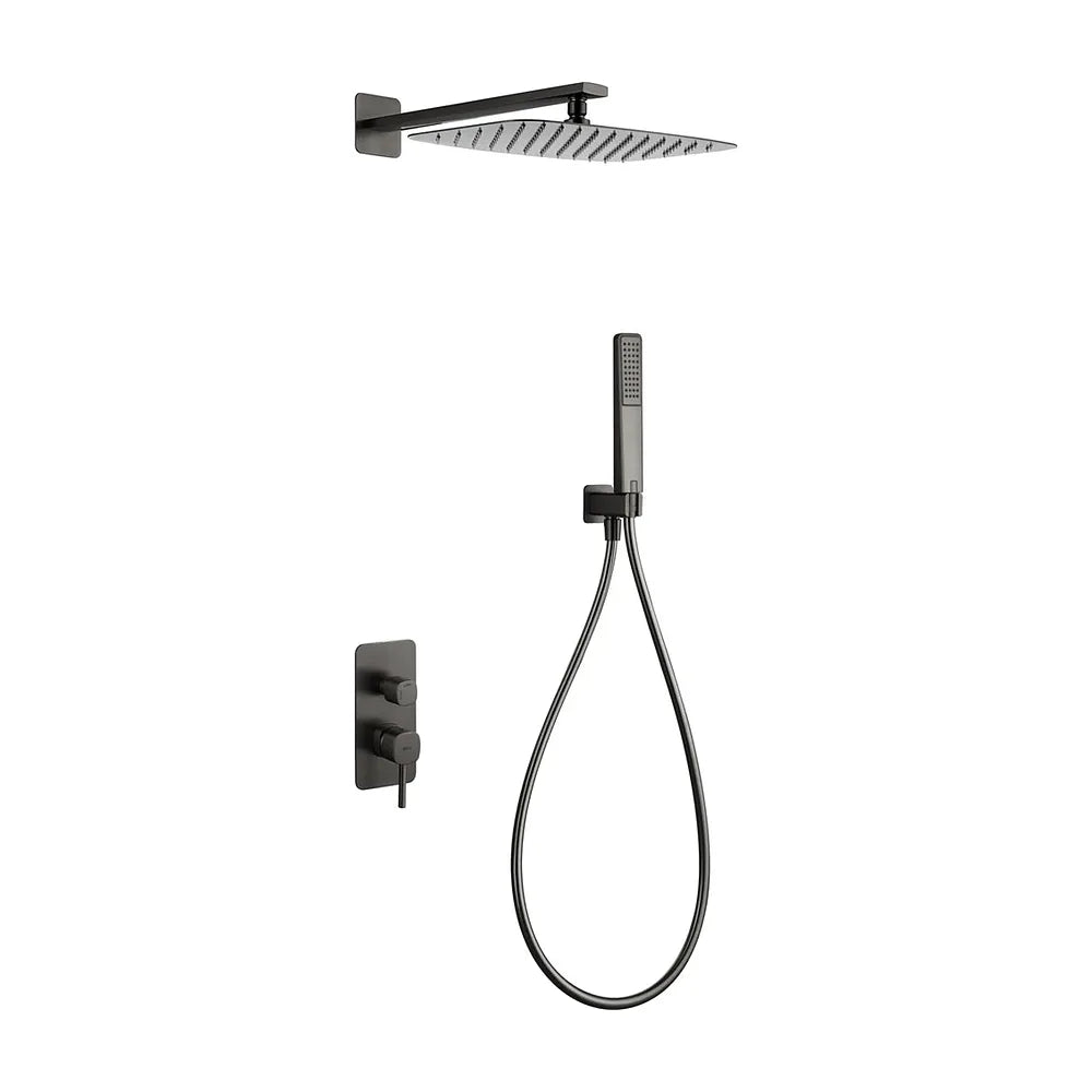 Vista trasera o instalación de Conjunto ducha monomando empotrado Toscana black gun metal Imex