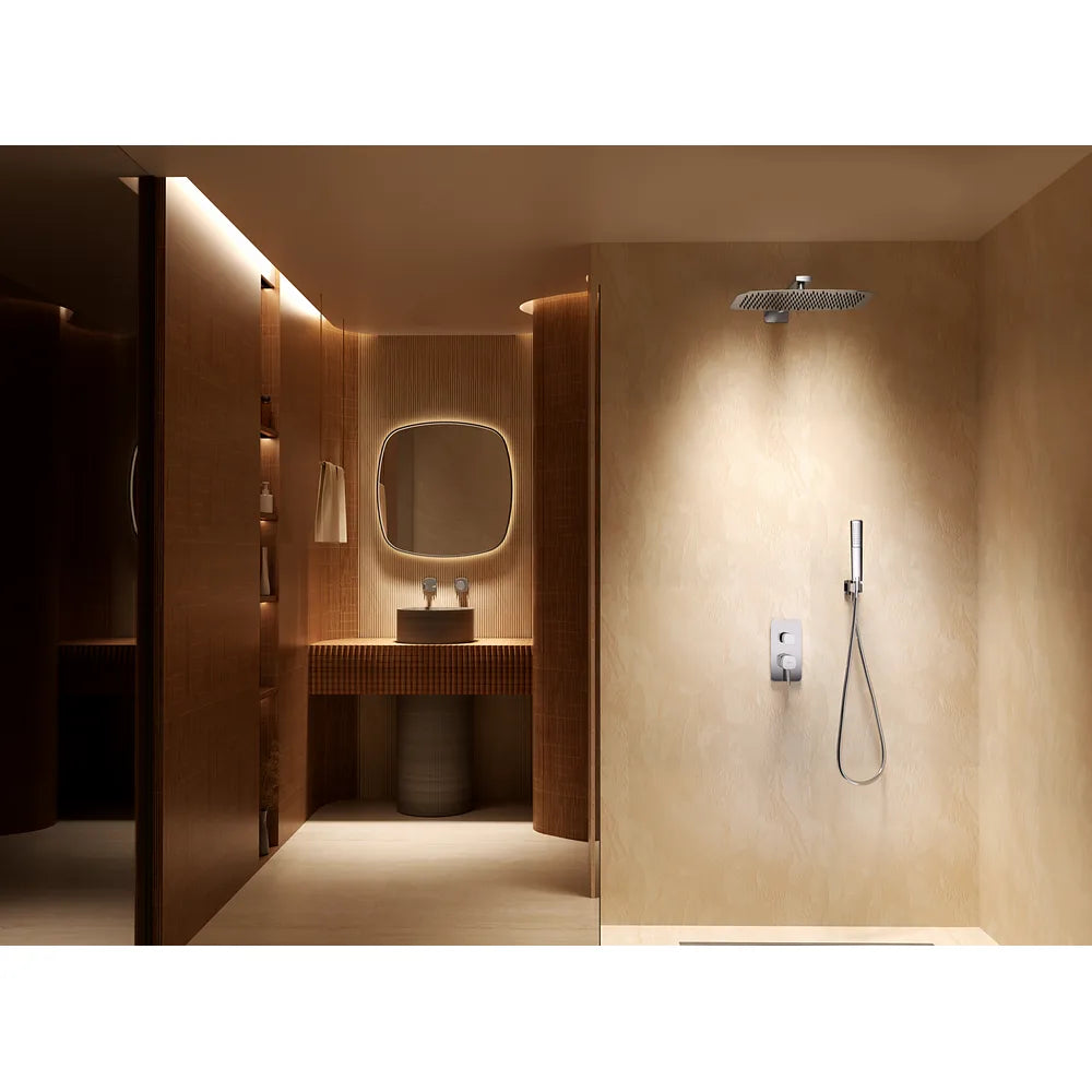 Plano o detalle técnico de Conjunto ducha monomando empotrado Toscana oro cepillado Imex