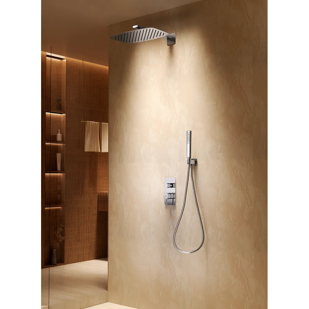 Plano o detalle técnico de Conjunto ducha monomando empotrado Toscana oro cepillado Imex (vista 3)