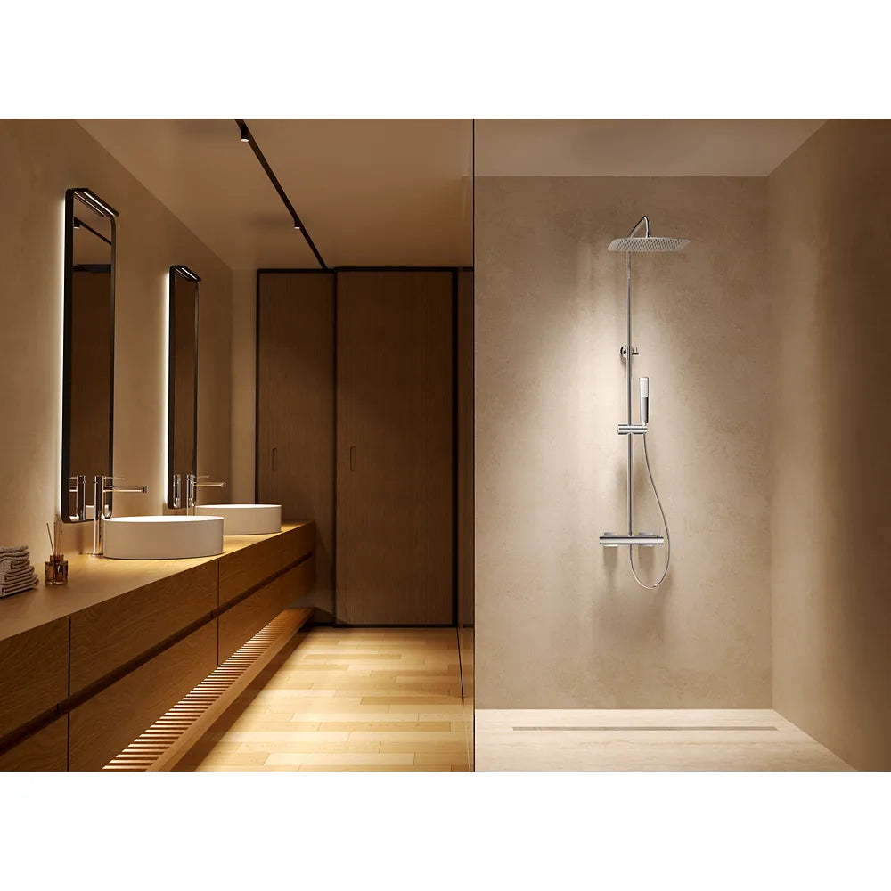 Plano o detalle técnico de Conjunto ducha monomando Toscana oro rosa cepillado Imex