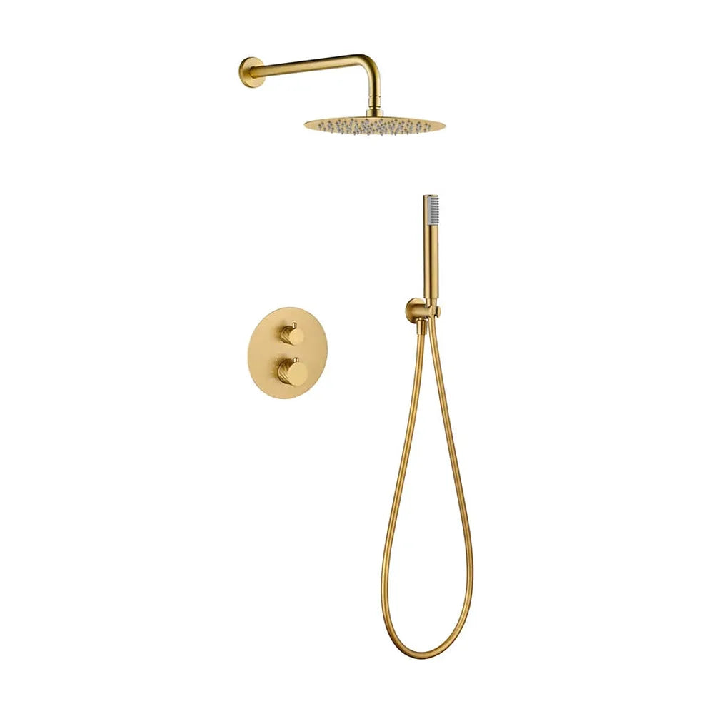 Conjunto ducha termostático empotrado Bless oro cepillado Imex Imex