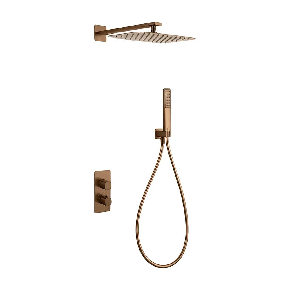 Conjunto Ducha Termostático Empotrado Firenze Oro Rosa Cepillado Imex Imex