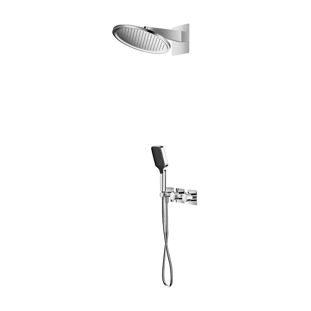 Vista trasera o instalación de Conjunto ducha termostático empotrado Inari black gun metal Imex