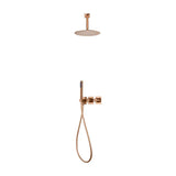 Conjunto ducha termostático empotrado Nepal oro rosa cepillado Imex