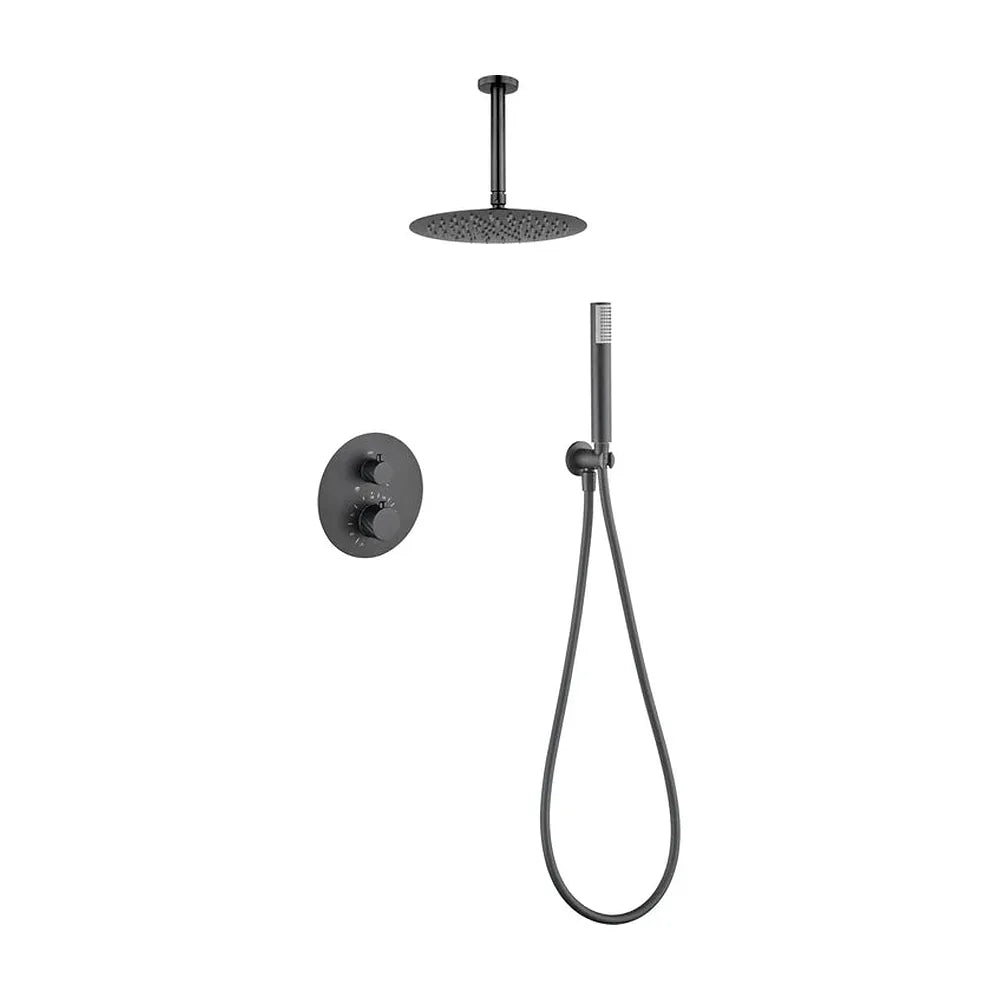 Conjunto ducha termostático empotrado Palau black gun metal Imex Imex