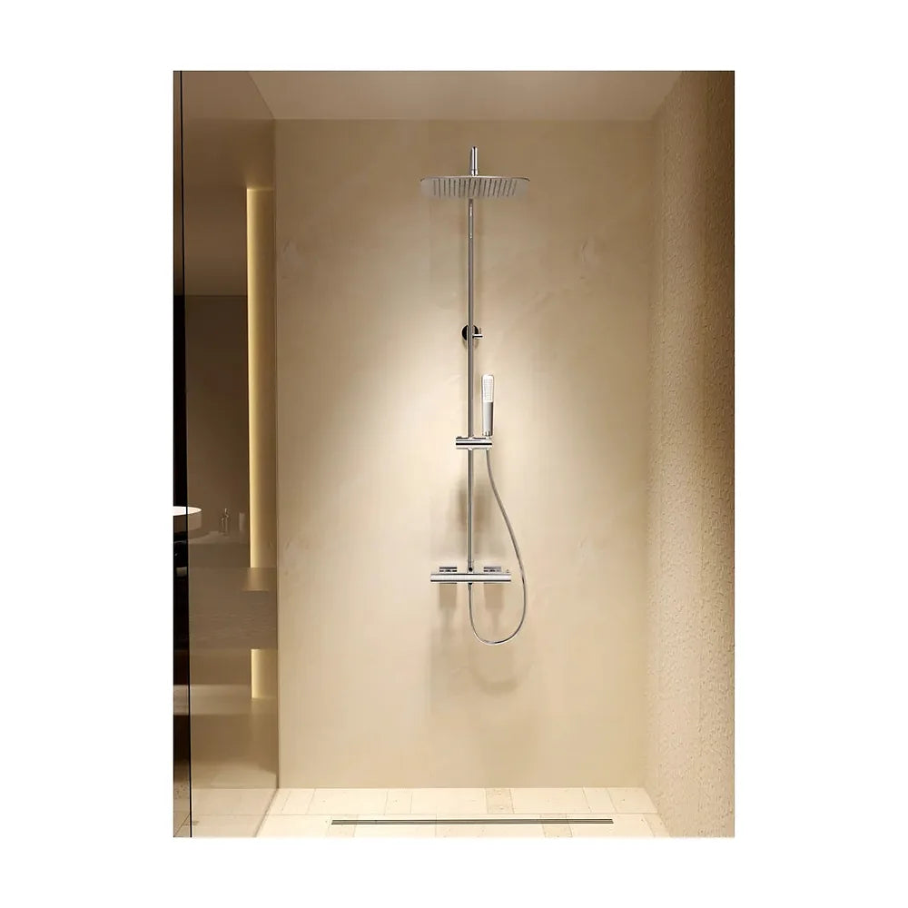 Vista en conjunto ambientada de Conjunto ducha termostático Toscana negro mate Imex