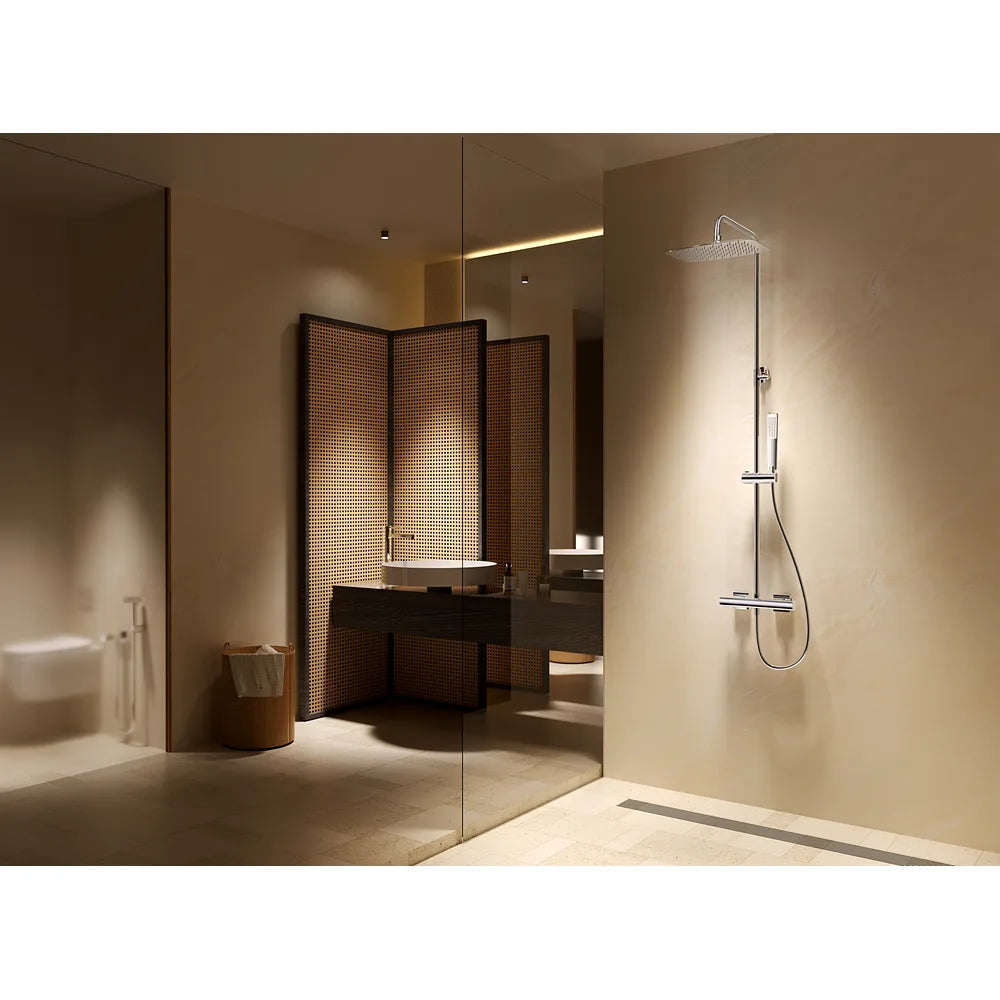Plano o detalle técnico de Conjunto ducha termostático Toscana oro cepillado Imex