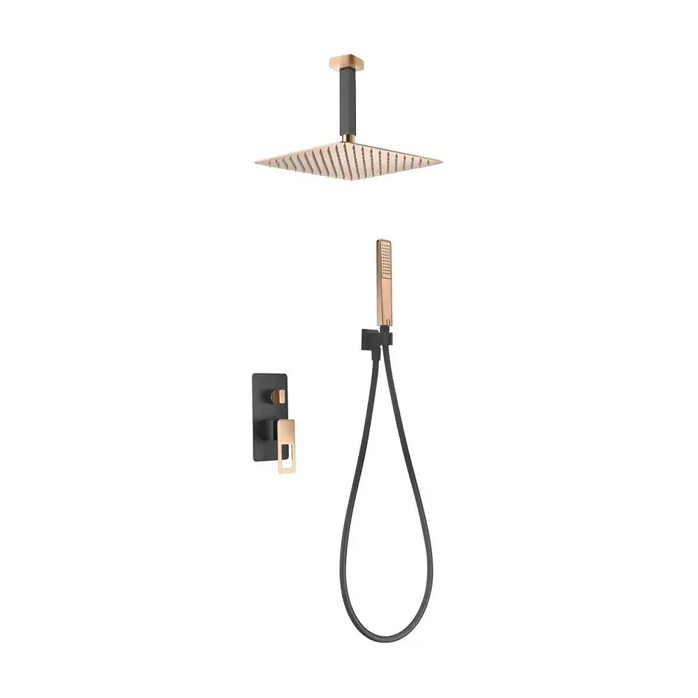 Conjunto moderno de grifería para ducha con un acabado negro mate y oro rosa estocolmo Suecia de Imex Imex