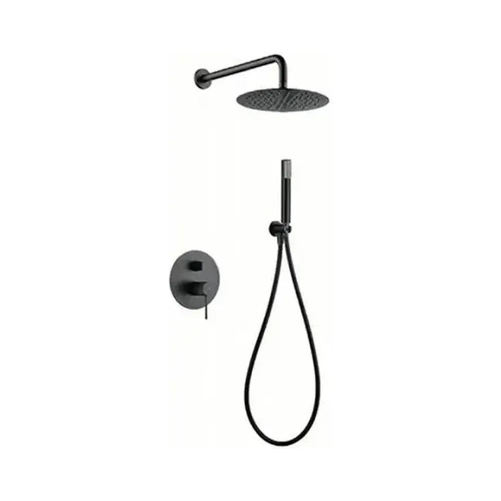 Conjunto para ducha con un diseño empotrado de acabado black gun metal Line de Imex Imex