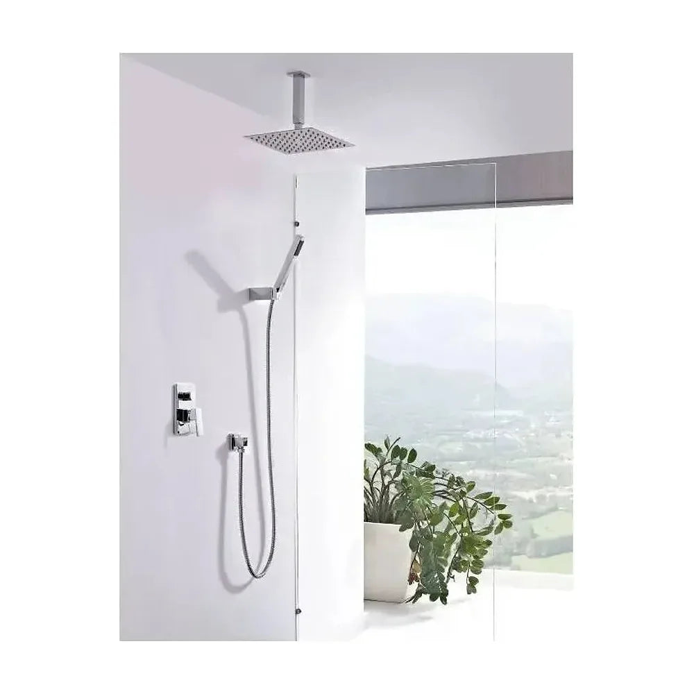 Vista principal de Conjunto para ducha de pared con un acabado cromado y un diseño moderno berlín Dublin de Imex