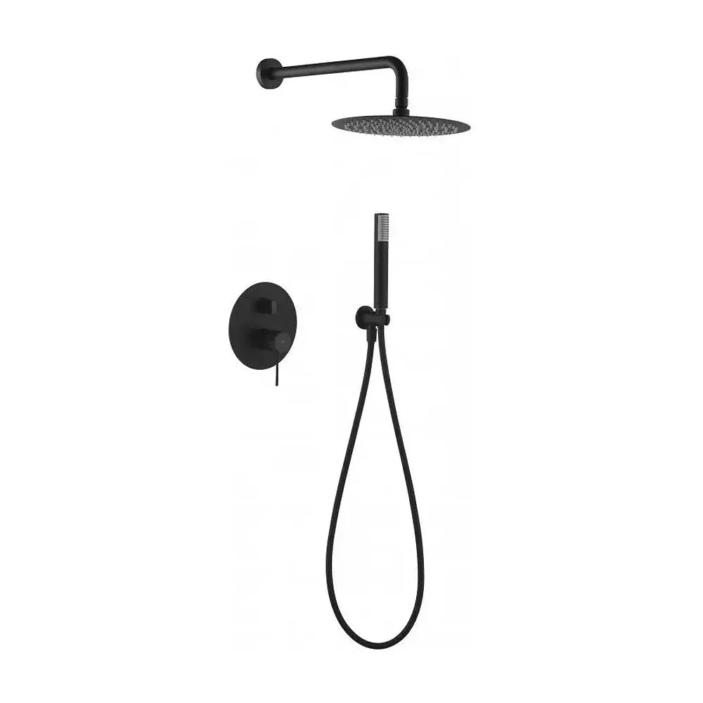 Conjunto para ducha de pared con un diseño empotrado de acabado negro mate Line de Imex Imex