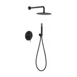 Conjunto para ducha de pared con un diseño empotrado de acabado negro mate Line de Imex