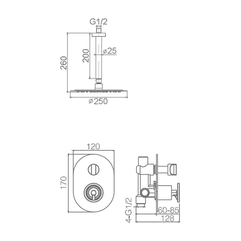 Vista principal de Conjunto para ducha de pared con un diseño moderno de acabado negro mate Olimpo de Imex