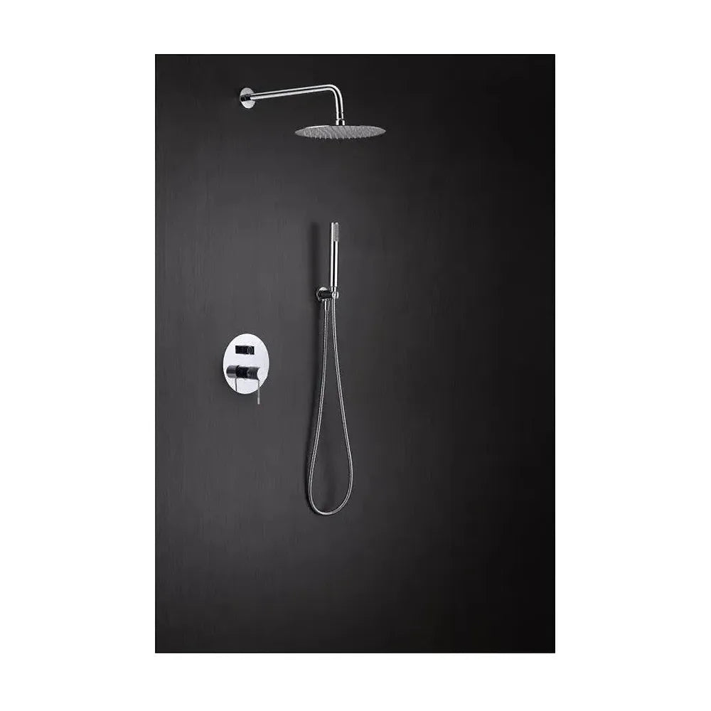 Vista principal de Conjunto para ducha empotrado con un diseño elegante de acabado cromado Line de Imex