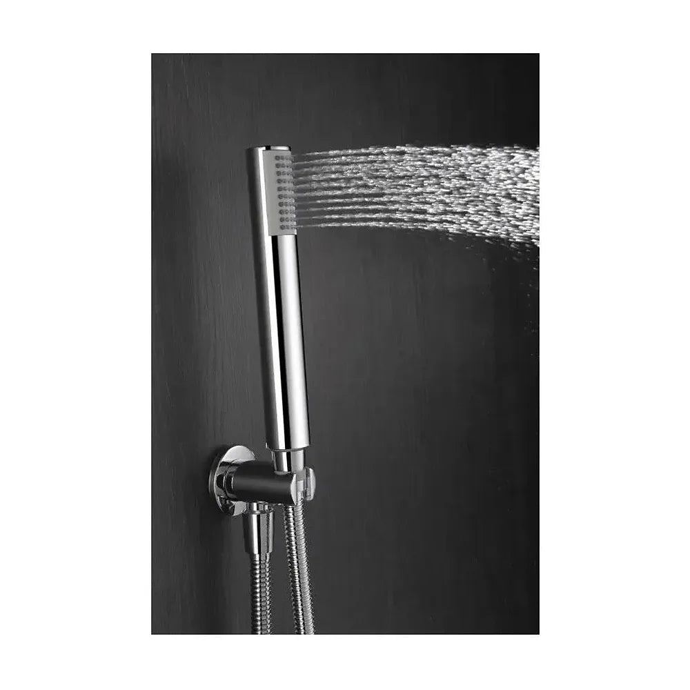 Detalle de funcionamiento de Conjunto para ducha empotrado con un diseño elegante de acabado cromado Line de Imex