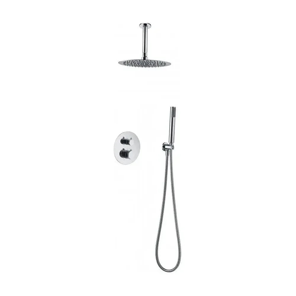 Conjunto para ducha termostática de diseño empotrado con un acabado cromado top Line de Imex Imex