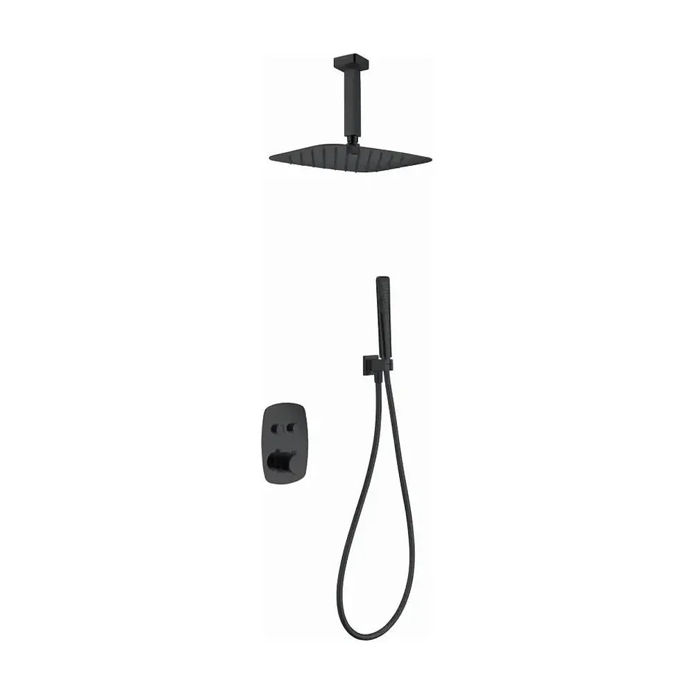 Conjunto termostático de 3 módulos para ducha de diseño moderno con un acabado negro mate Hidra de Imex Imex