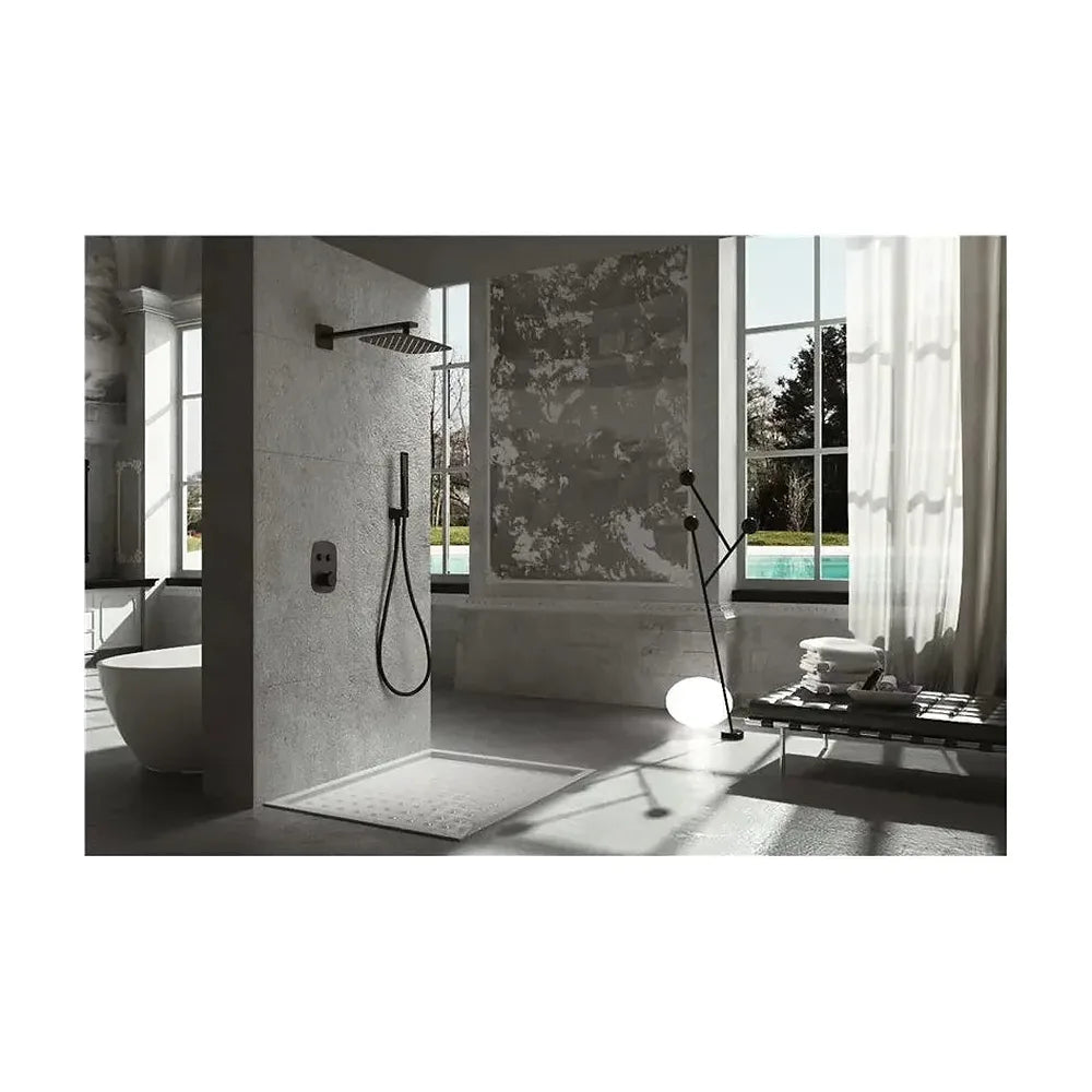Vista principal de Conjunto termostático de 3 módulos para ducha con un diseño moderno en color negro mate Hidra de Imex