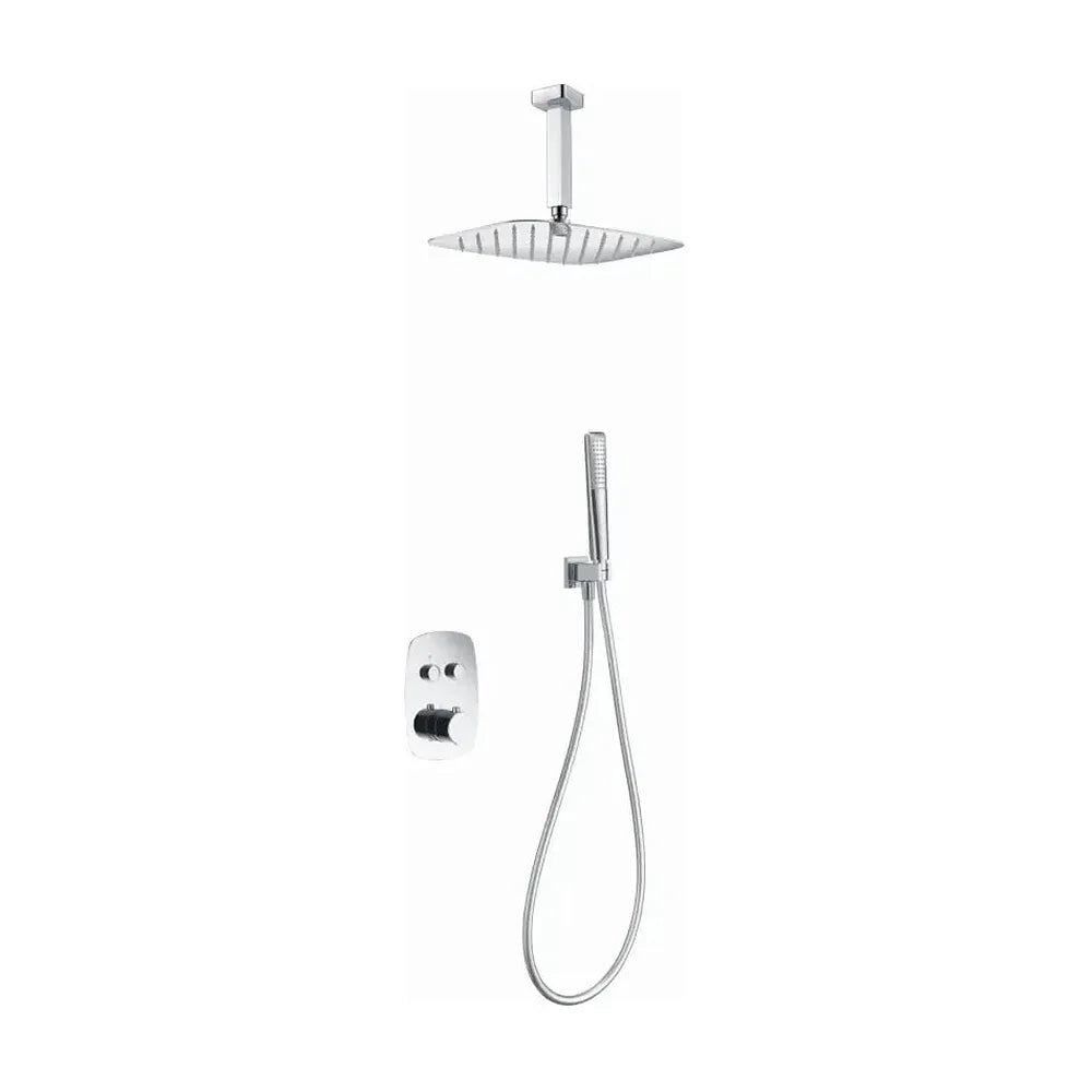 Conjunto termostático de 3 módulos para ducha de diseño moderno con un acabado cromado feroe Hidra de Imex Imex