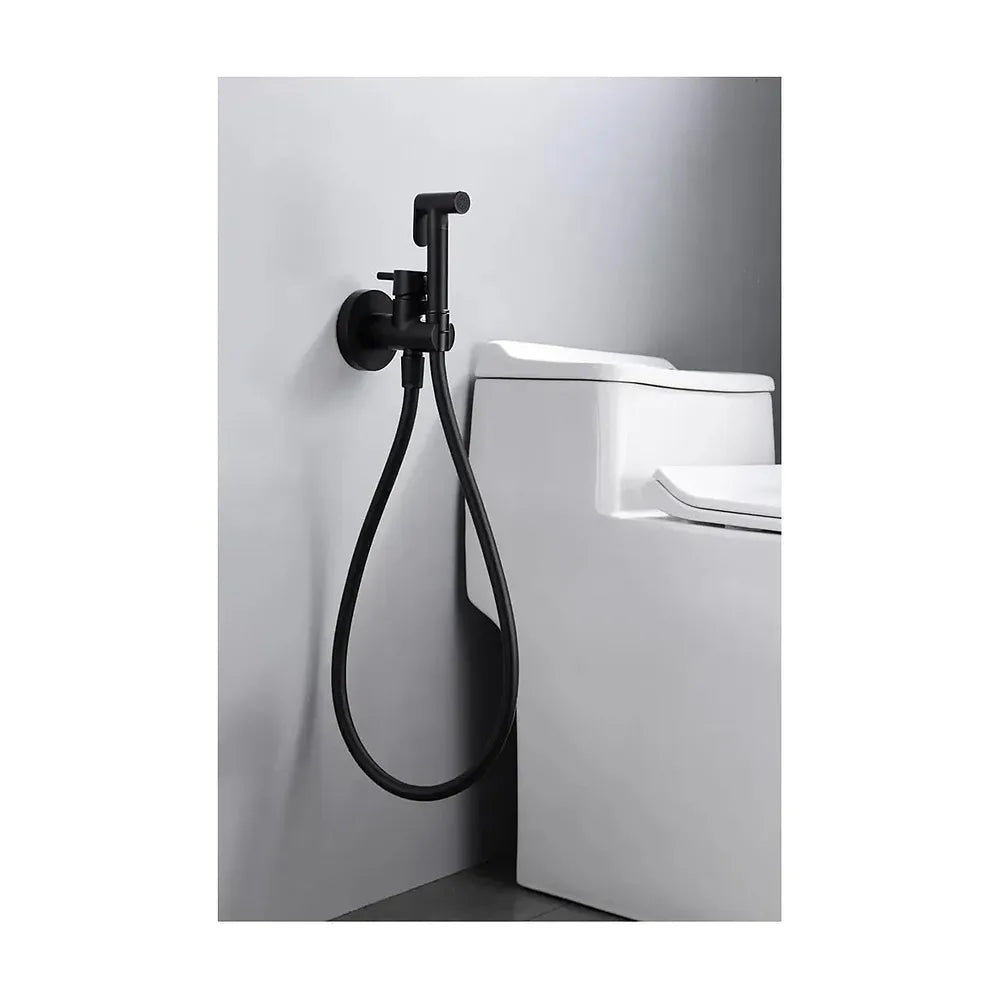 Vista principal de Ducha higiénica con grifo monomando empotrado fabricada en latón de acabado negro mate Munich de Imex