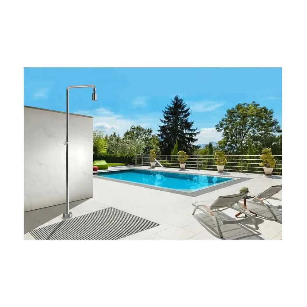 Detalle de acabado y materiales de Ducha para exterior de 240 cm hecha de acero inoxidable con acabado satinado Pool de Imex