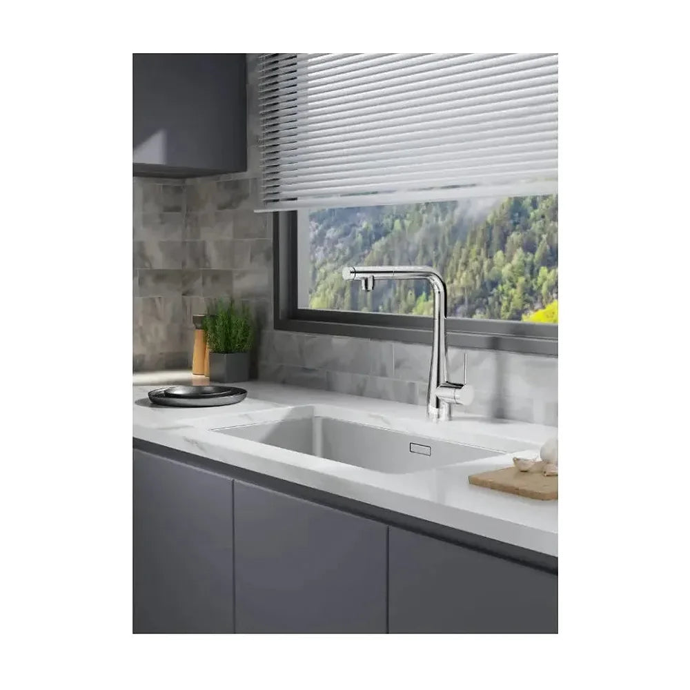 Vista principal de Grifería de cocina monomando fabricada en latón cuenta con acabado cromado Split de Imex