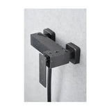 Single lever shower faucet with handheld shower and hose, brass with metallic black finish Pisa by Imex