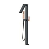Freestanding bathtub faucet single lever brass black and rose gold finish Suecia by Imex