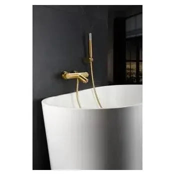 Vista principal de Grifería termostática para bañera y ducha hecha de latón con acabado oro cepillado Genova de Imex