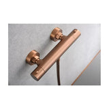 Thermostatic shower mixer with handheld shower and hose made of brass with brushed rose gold finish Monza by Imex