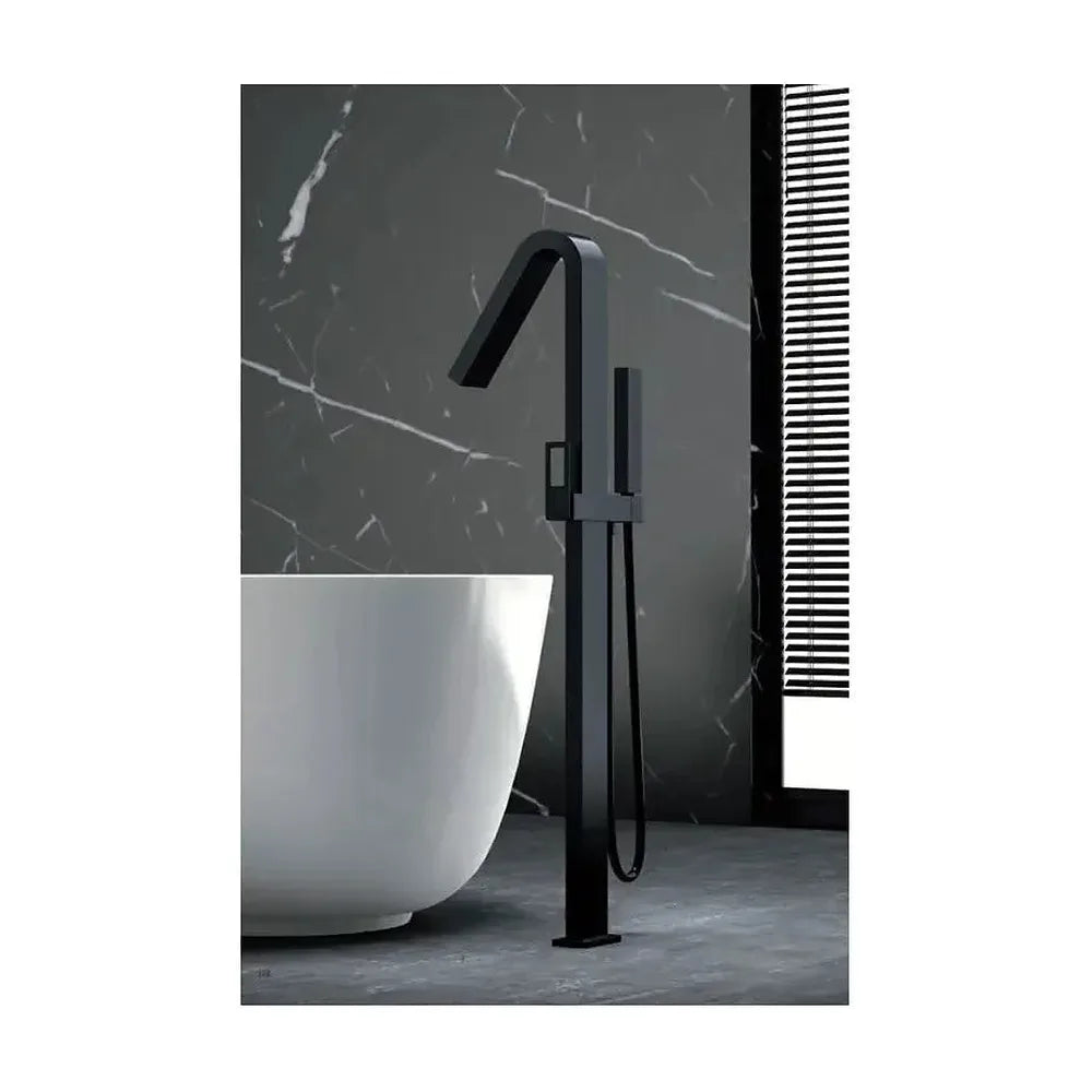 Grifo de bañera exento negro mate con mango de ducha fabricado en latón suecia de Imex Imex