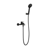 Bath and shower single lever faucet brass with matte black finish and stainless steel hose Belgica by Imex