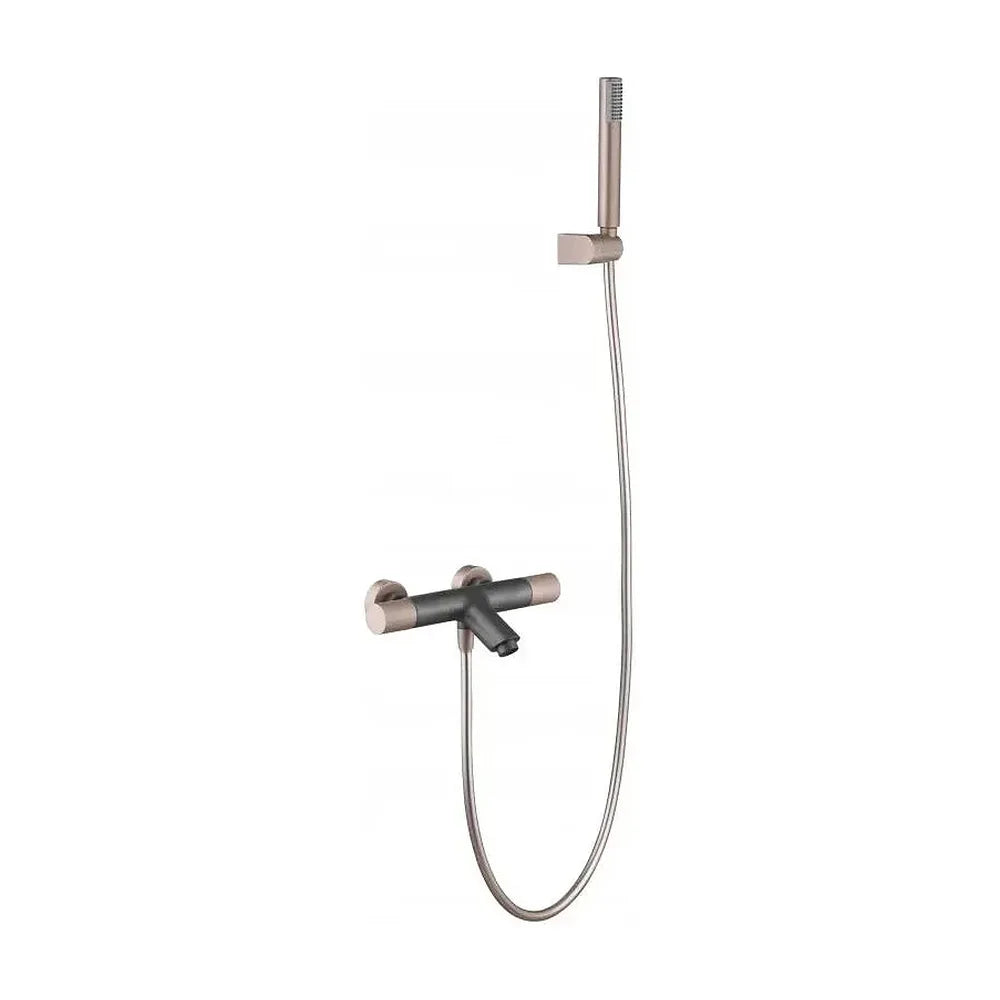 Grifo de bañera y ducha termostático color gris mate y champagne de 30,6 cm Line de Imex Imex