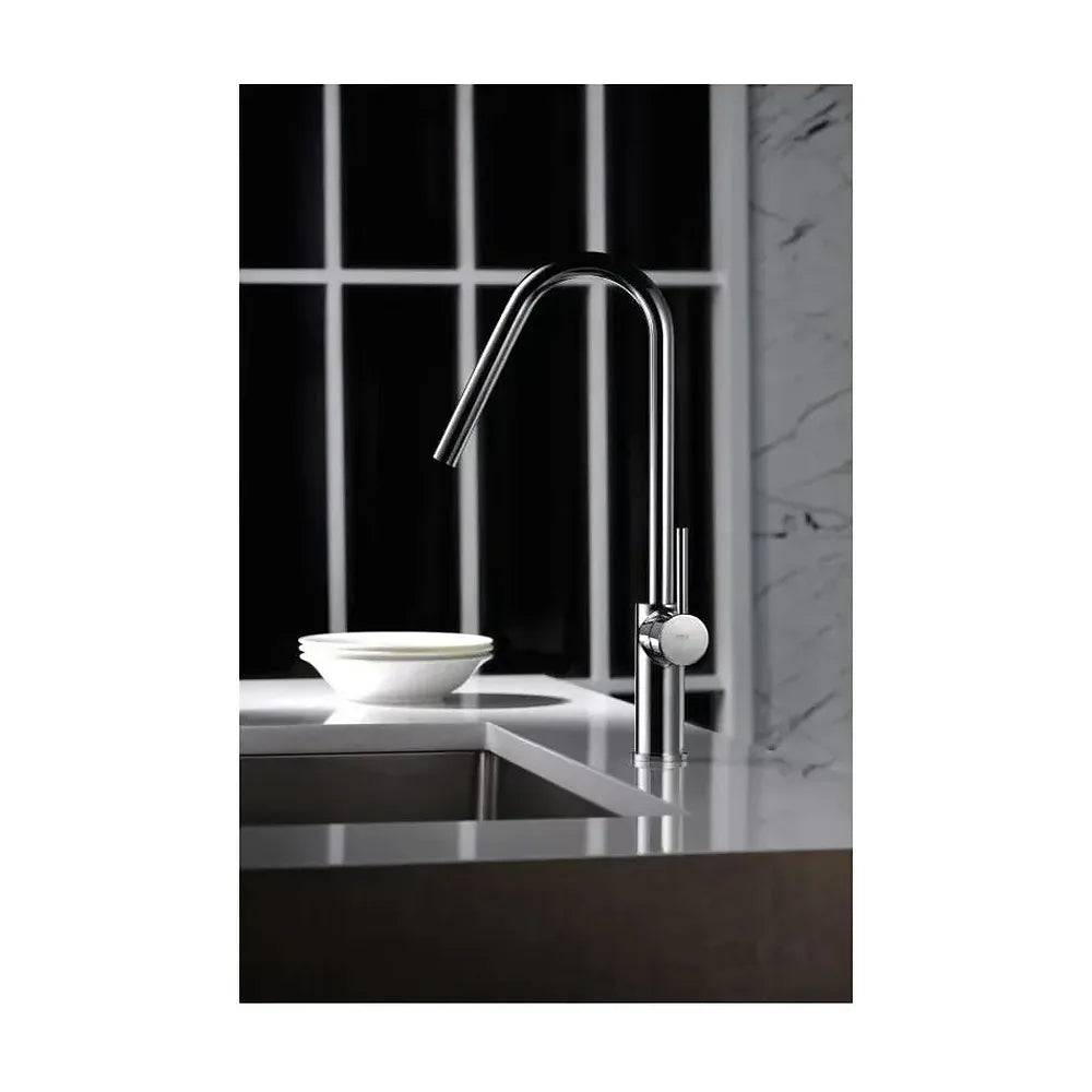 Vista principal de Grifo de cocina monomando de caño alto fabricado en latón acabado cromado Kenia de Imex
