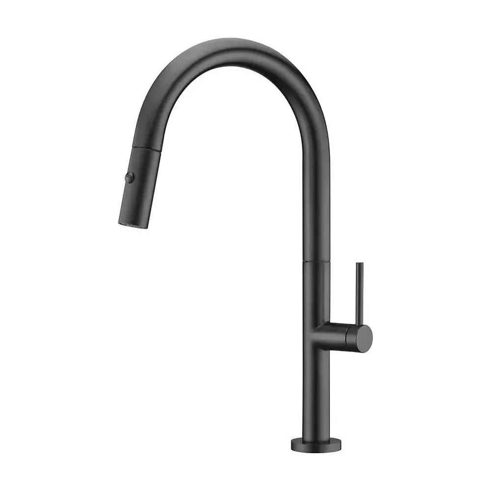 Grifo de cocina monomando de caño alto fabricado en latón en negro mate Samoa de Imex Imex