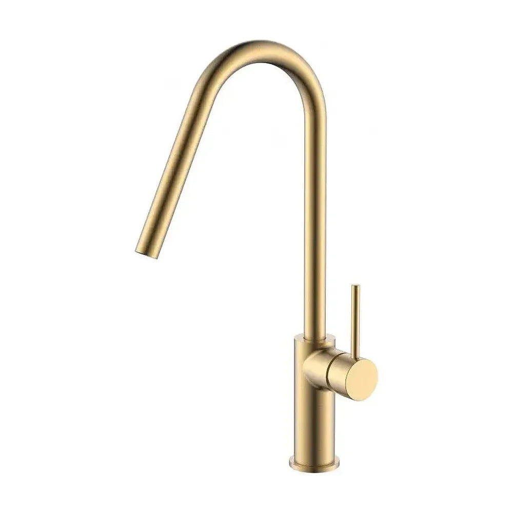 Grifo de cocina monomando de caño alto fabricado en latón oro cepillado Kenia de Imex Imex