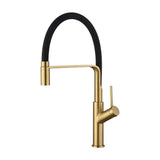 Grifo de cocina monomando de caño flexible con acabado negro mate y oro cepillado Sena de Imex