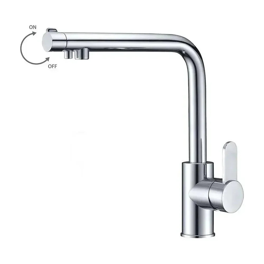 Detalle de funcionamiento de Grifo de cocina monomando de caño tubular con osmosis en acabado cromado Montecarlo de Imex
