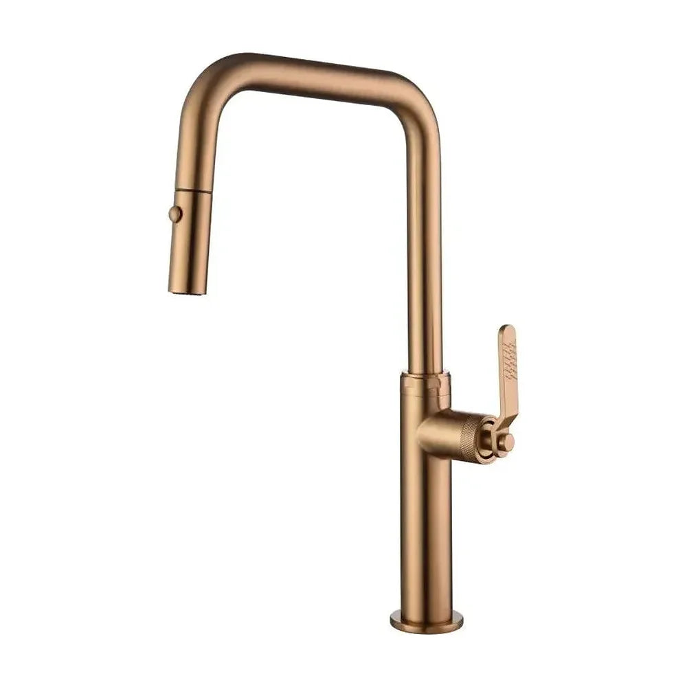 Grifo de cocina monomando extraíble con difusor doble jet de acabado oro rosa cepillado Niza de Imex Imex