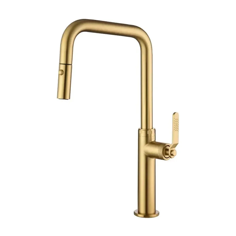 Grifo de cocina monomando extraíble con difusor doble jet de acabado oro cepillado Niza de Imex Imex
