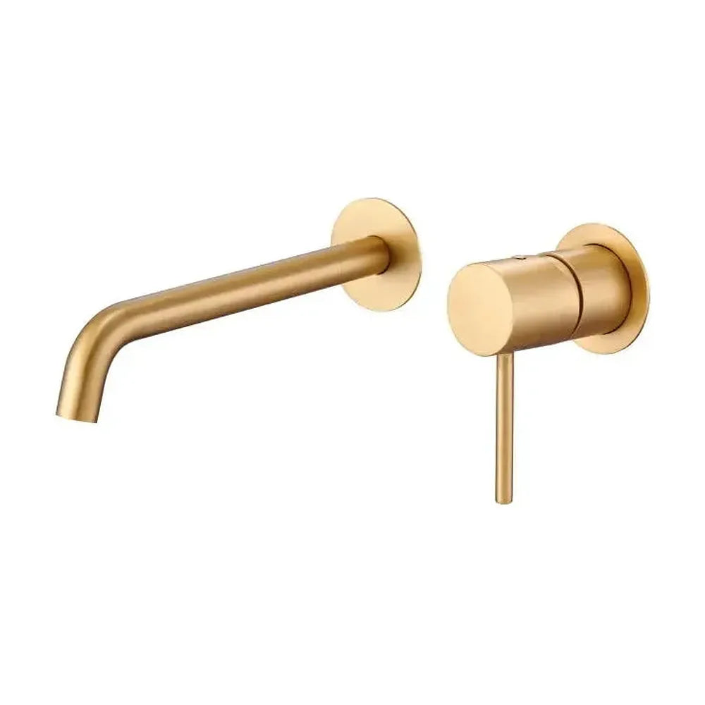 Grifo de lavabo monomando y empotrado sin caja de registro en latón con acabado oro cepillado Monza Imex Imex