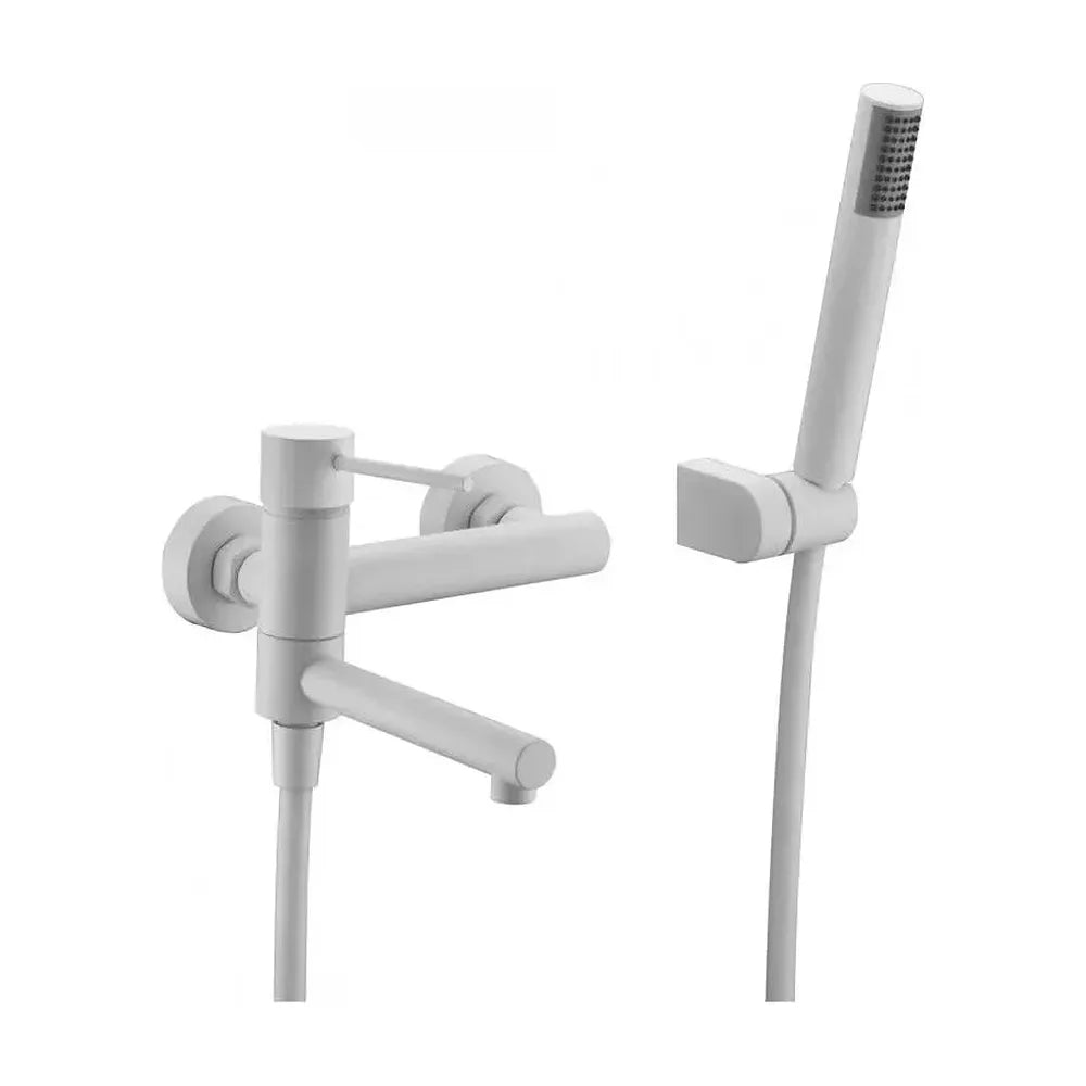 Grifo de pared monomando de bañera y ducha empotrado blanco mate stick Milos de Imex Imex