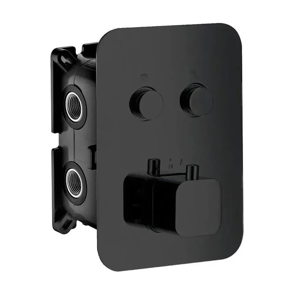 Grifo empotrado de ducha termostático cuadrado 2 vías de diseño moderno de acabado negro mate de Imex Imex