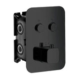 Misturador termostático de encastrar Imex Square de 2 vias com design moderno e acabamento em preto mate. 