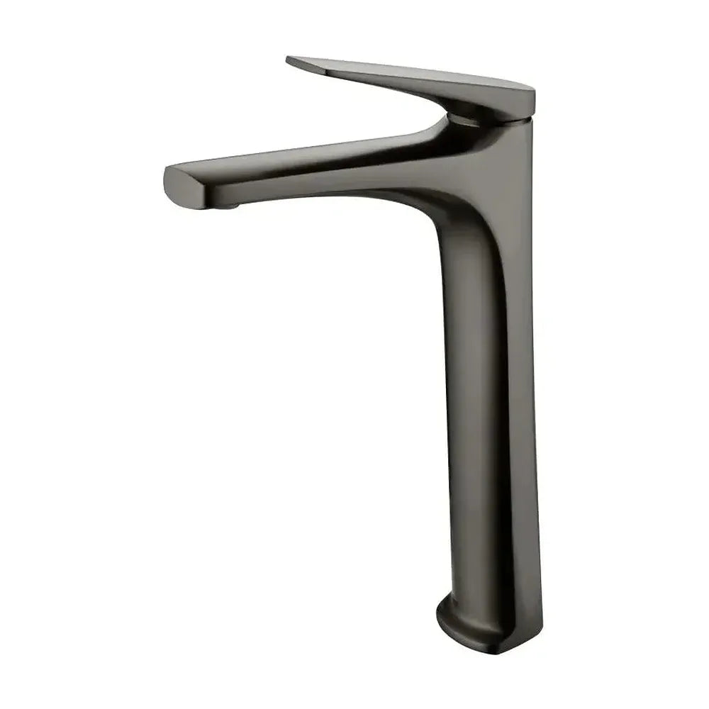 Grifo monomando con caño alto para lavabo fabricado en latón con acabado negro metalizado Delos de Imex Imex