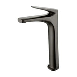 Single lever high spout bathroom sink faucet brass metallic black finish Delos by Imex